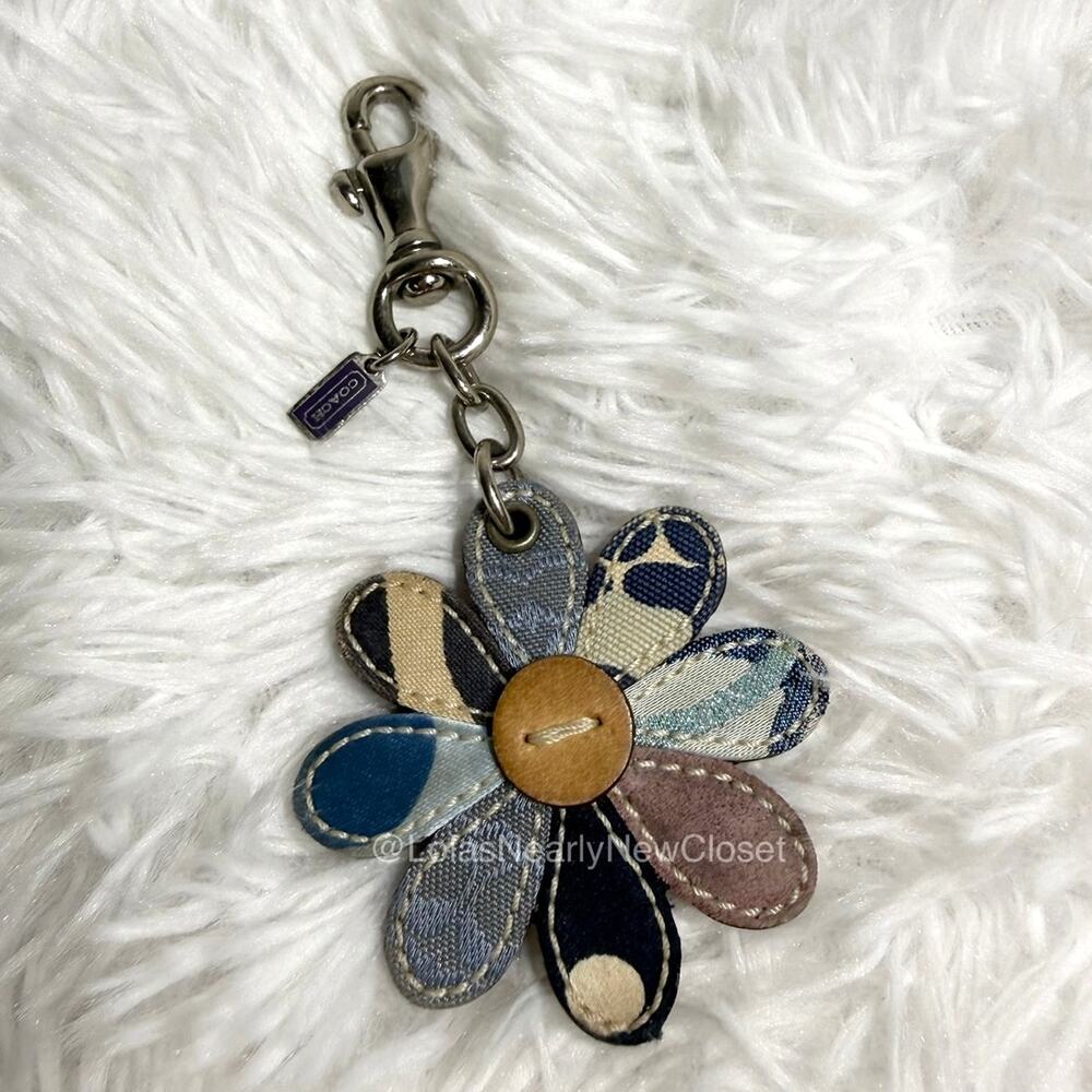 Vintage Coach y2k Signature Daisy Denim Flower Bag Charm